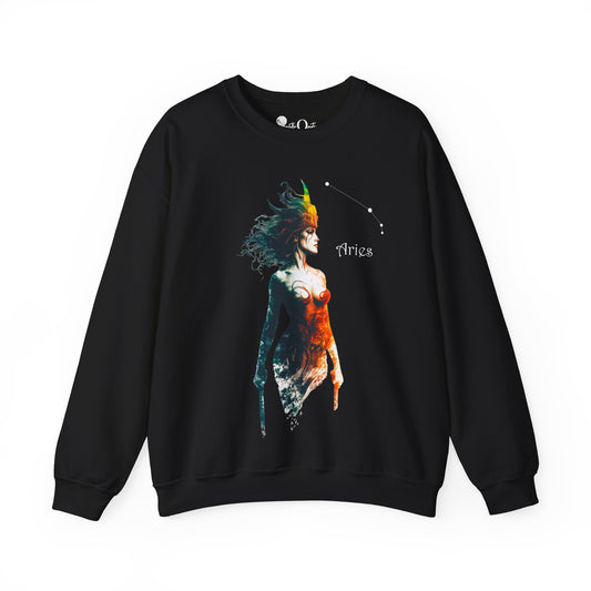 Aries Heavy Blend™ Crewneck Sweatshirt | Zodiac Line Black Sweatshirt