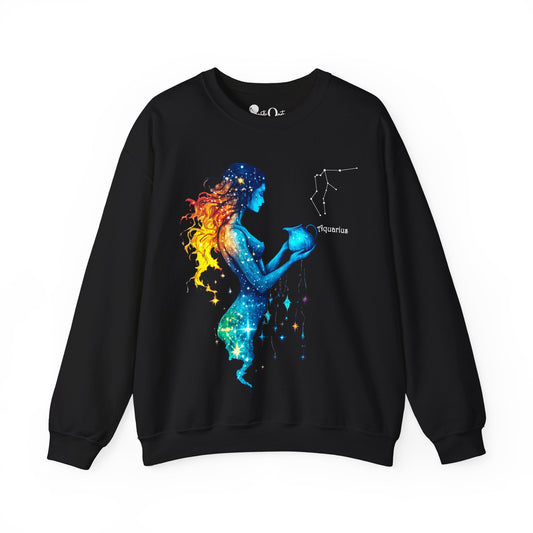 Aquarius Heavy Blend™ Crewneck Sweatshirt | Zodiac Line Black Sweatshirt