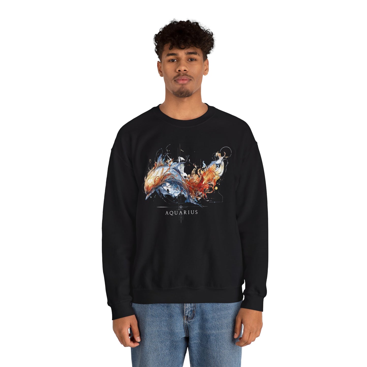 Aquarius Dolphin Heavy Blend™ Crewneck Sweatshirt | Zodiac Line