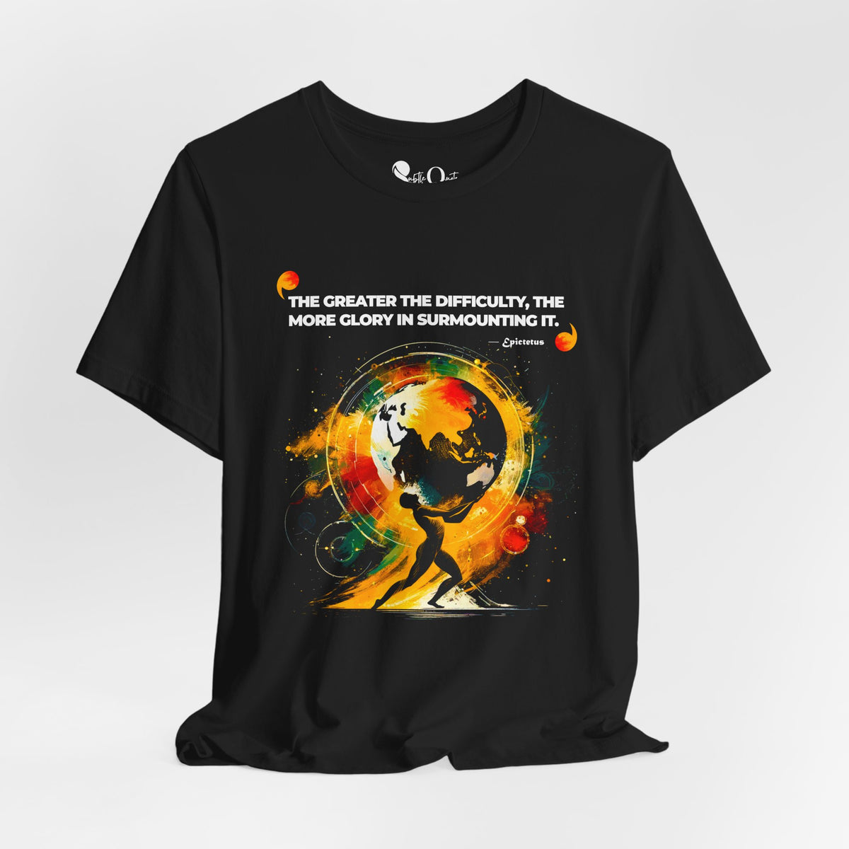 World on His Shoulders | Epictetus Black T-Shirt