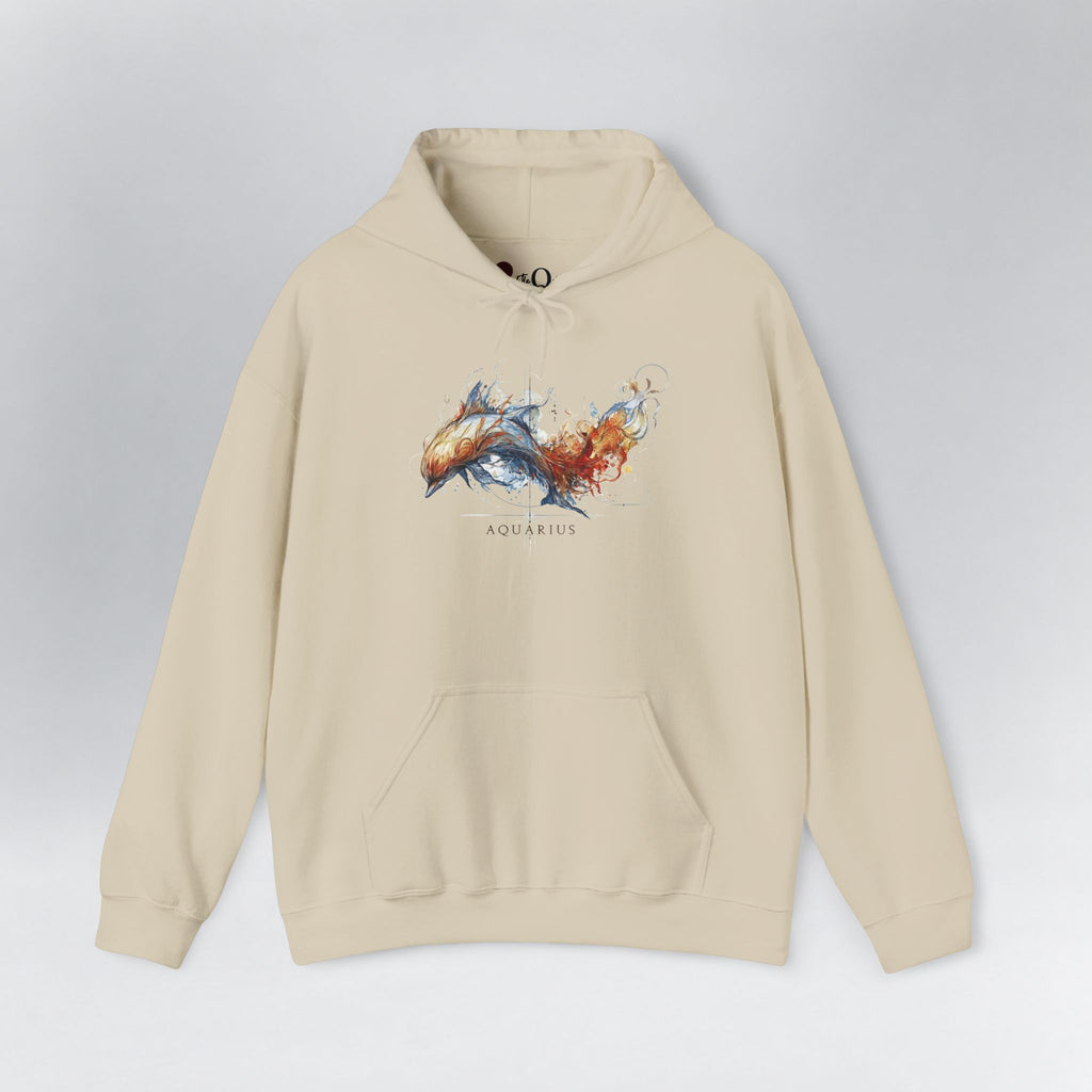 Aquarius Dolphin Zodiac Hoodie Sand Hoodie