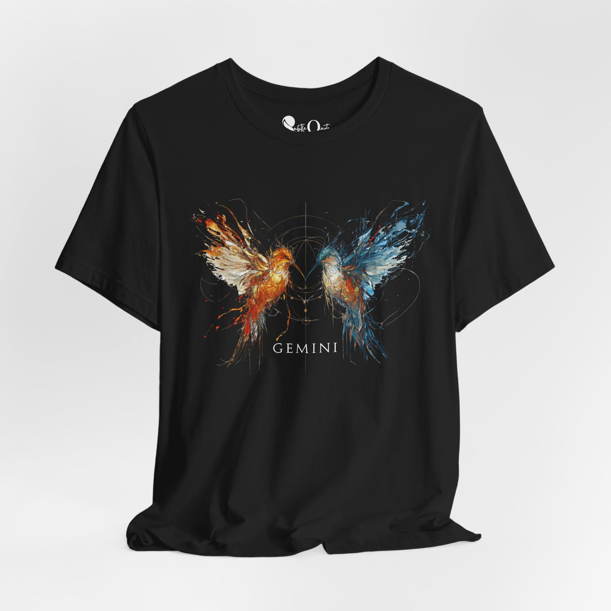 Gemini Hummingbird Zodiac T-Shirt Black T-Shirt