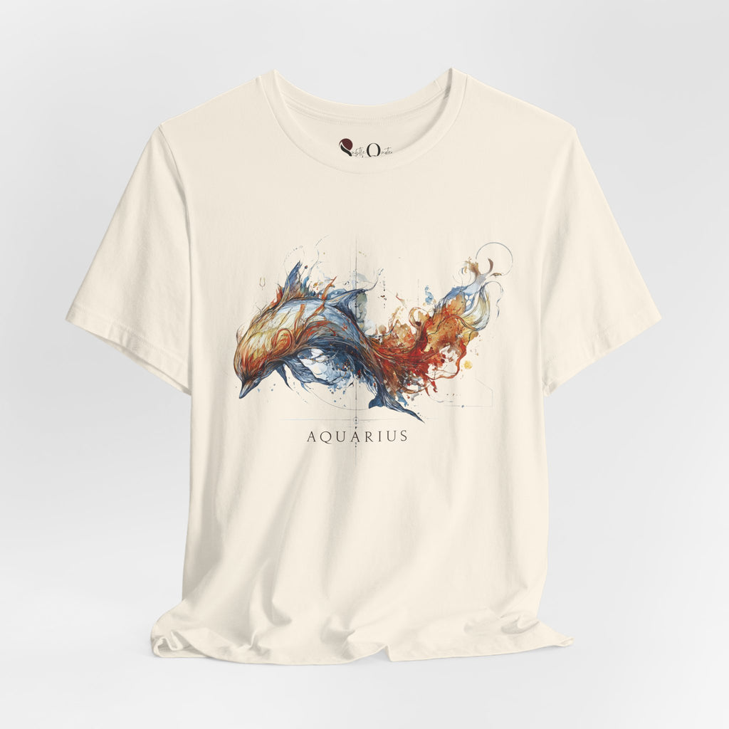 Aquarius Dolphin Zodiac T-Shirt Natural T-Shirt