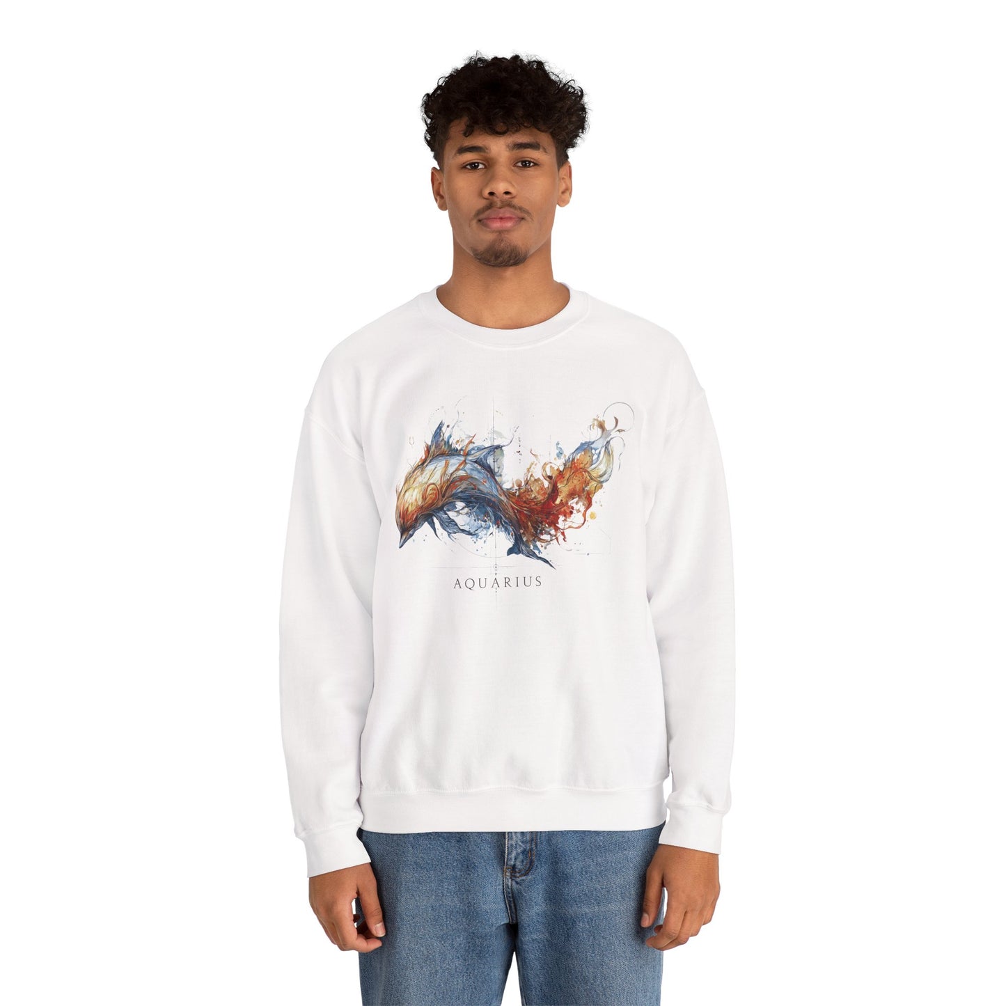 Aquarius Dolphin Heavy Blend™ Crewneck Sweatshirt | Zodiac Line