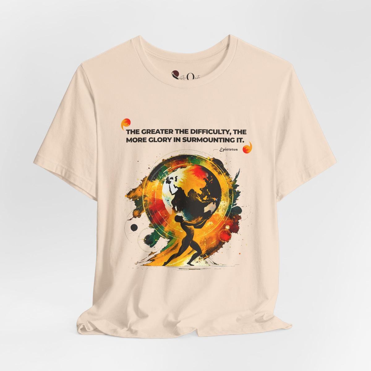 World on His Shoulders | Epictetus Soft Cream T-Shirt