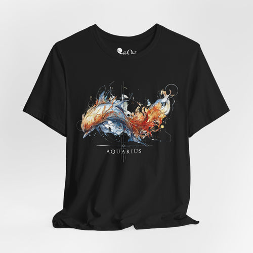 Aquarius Dolphin Zodiac T-Shirt Black T-Shirt