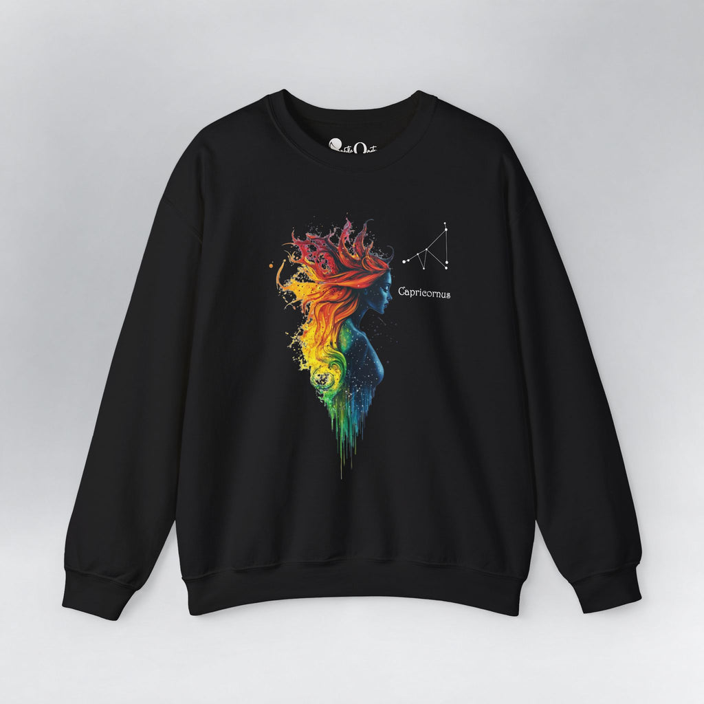 Capricorn Goddess Hestia Zodiac Sweatshirt Black Sweatshirt