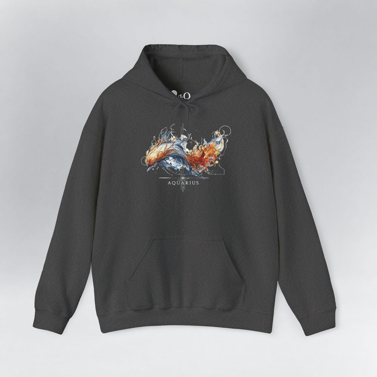 Aquarius Dolphin Zodiac Hoodie Dark Heather Hoodie