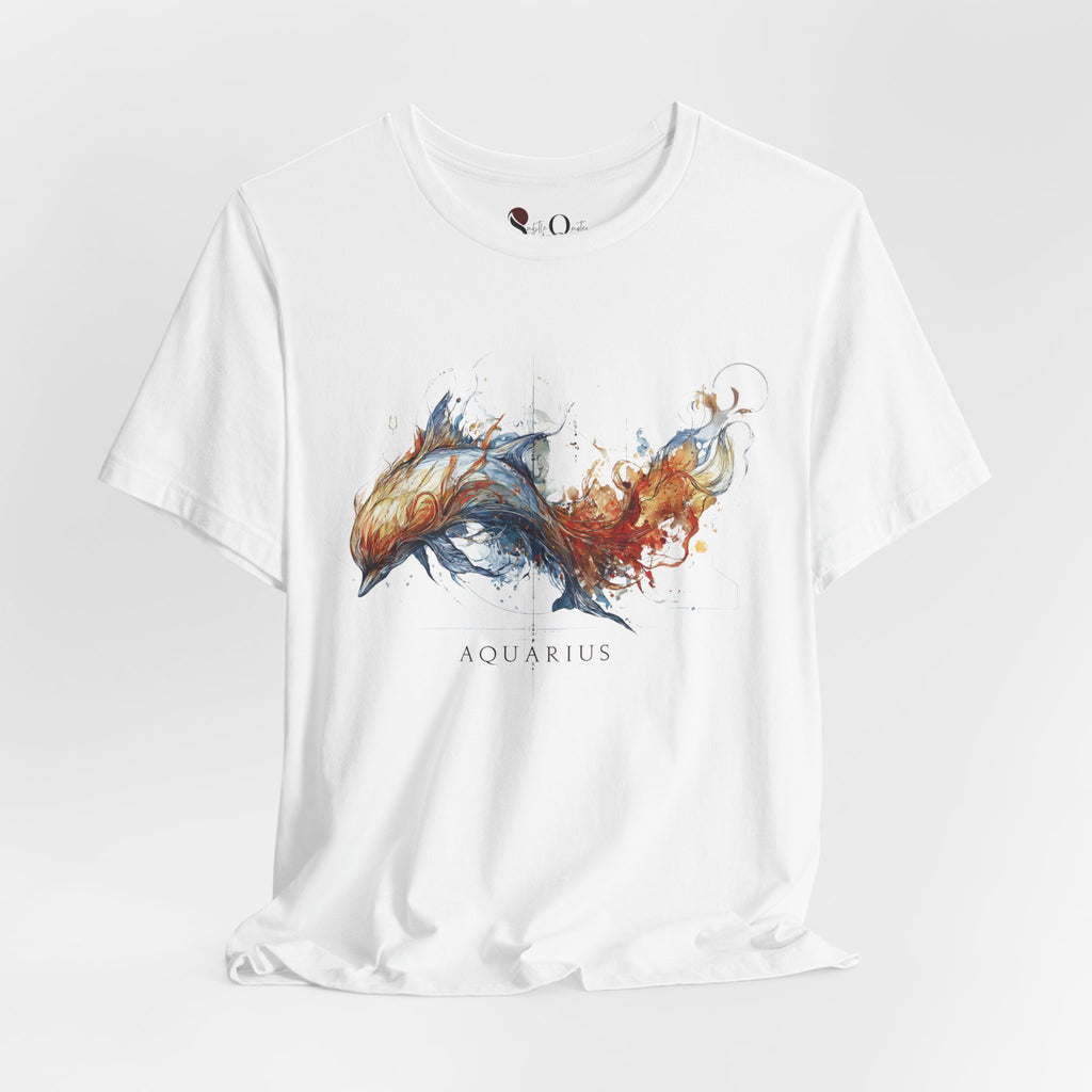 Aquarius Dolphin Zodiac T-Shirt White T-Shirt