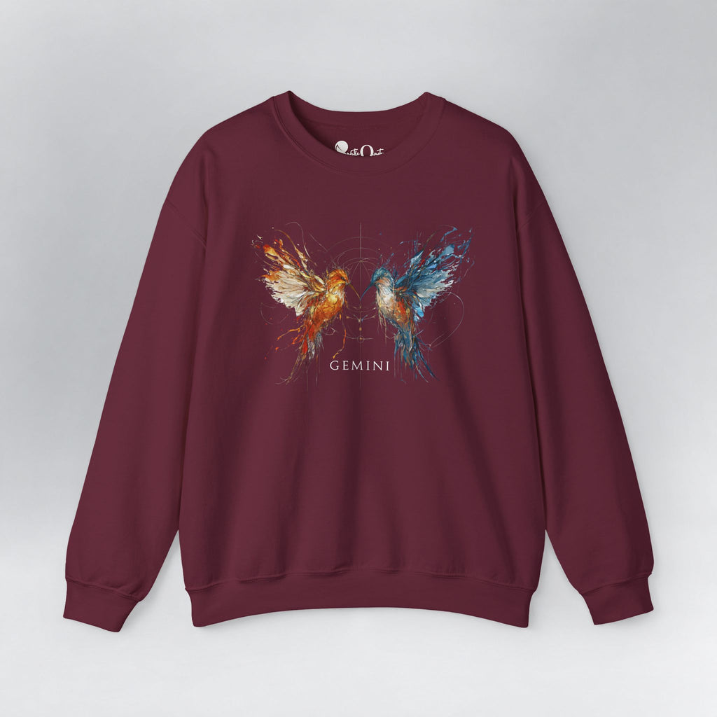 Gemini Hummingbird Zodiac Sweatshirt Maroon Sweatshirt