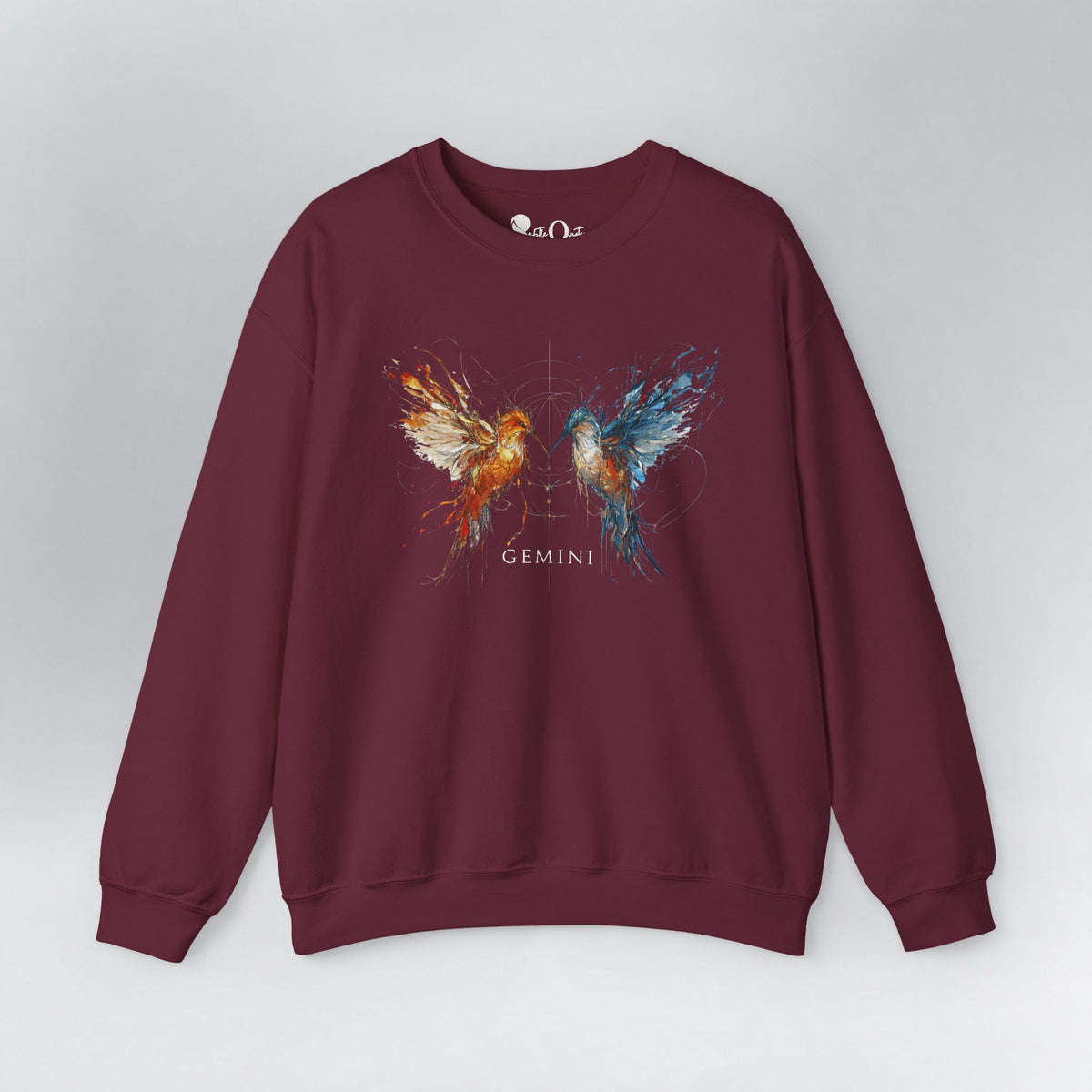 Gemini Hummingbird Zodiac Sweatshirt Maroon Sweatshirt