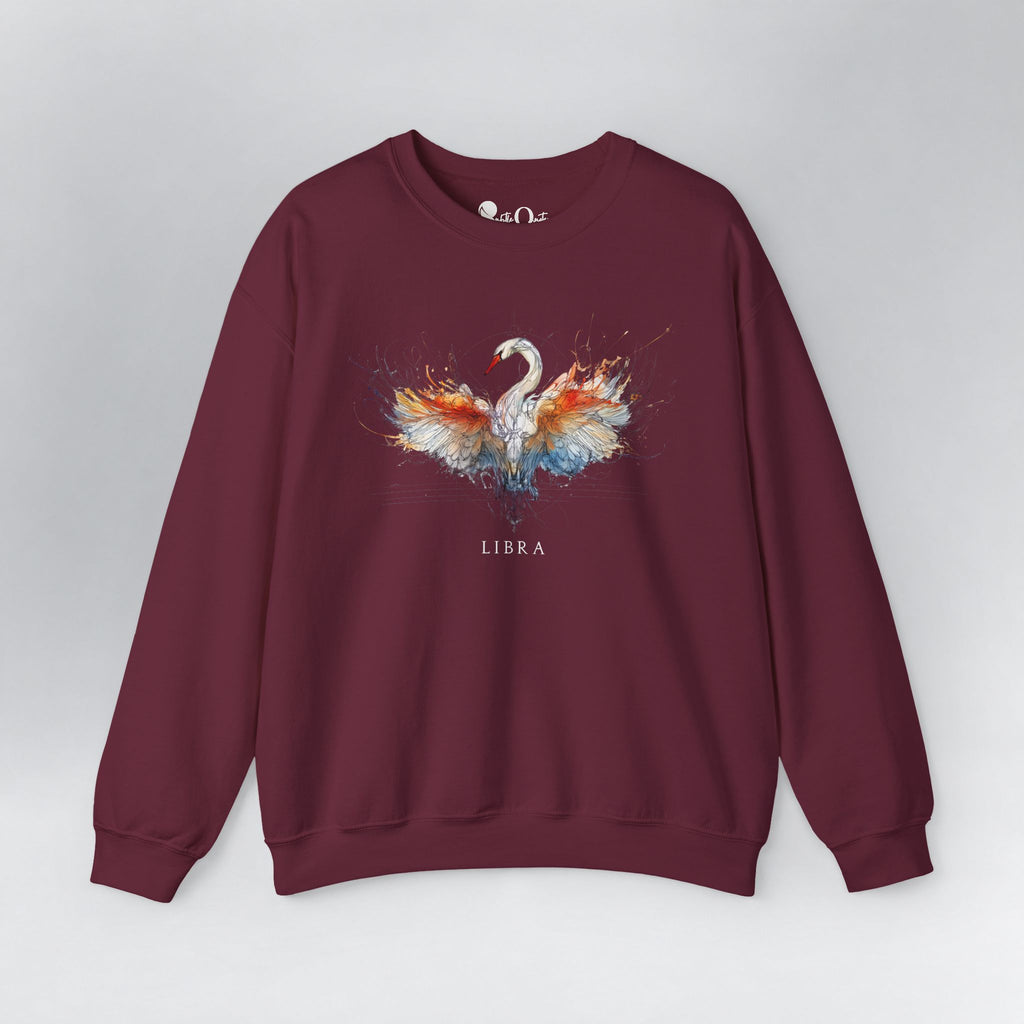 Libra Swan Zodiac Sweatshirt Maroon Sweatshirt