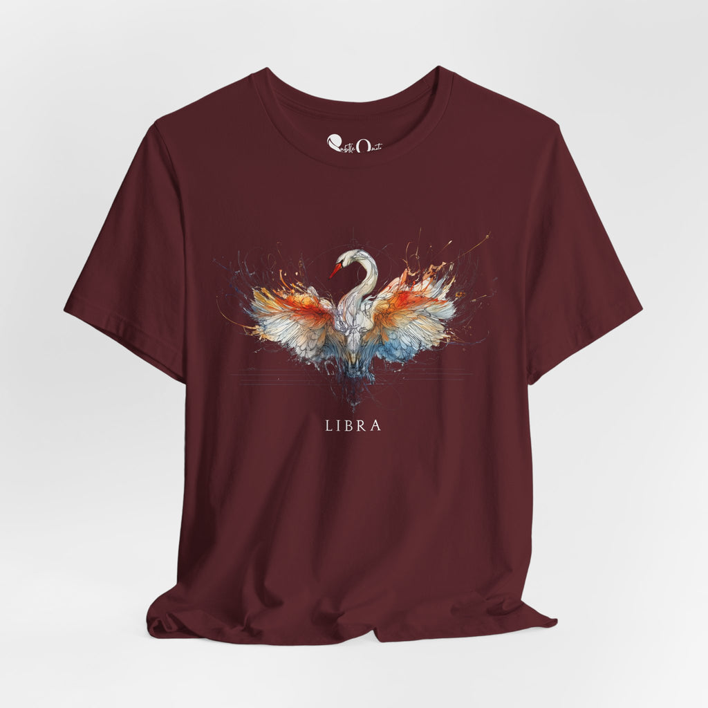 Libra Swan Zodiac T-Shirt Maroon T-Shirt