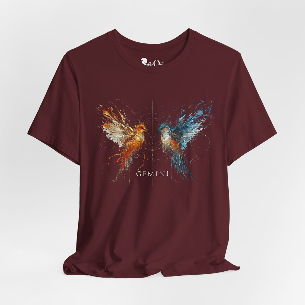 Gemini Hummingbird Zodiac T-Shirt Maroon T-Shirt