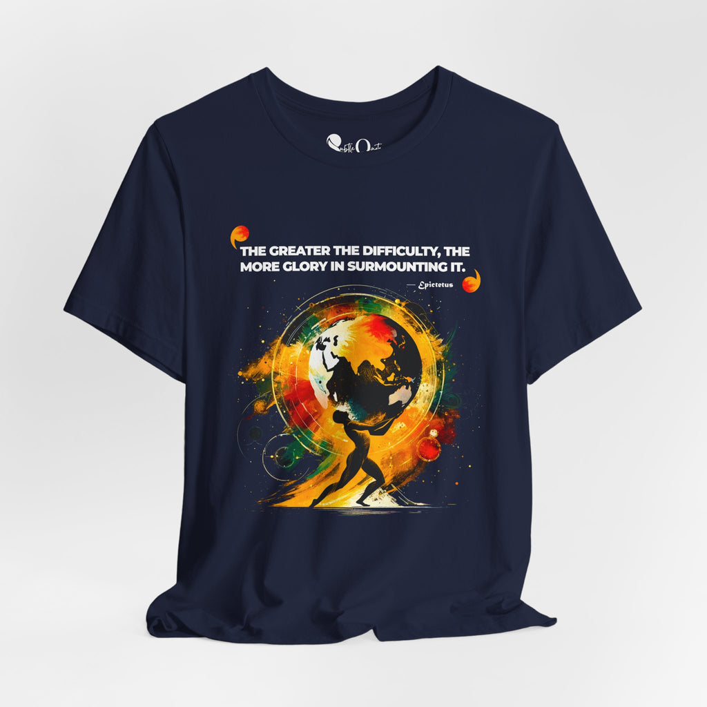 World on His Shoulders | Epictetus Navy T-Shirt