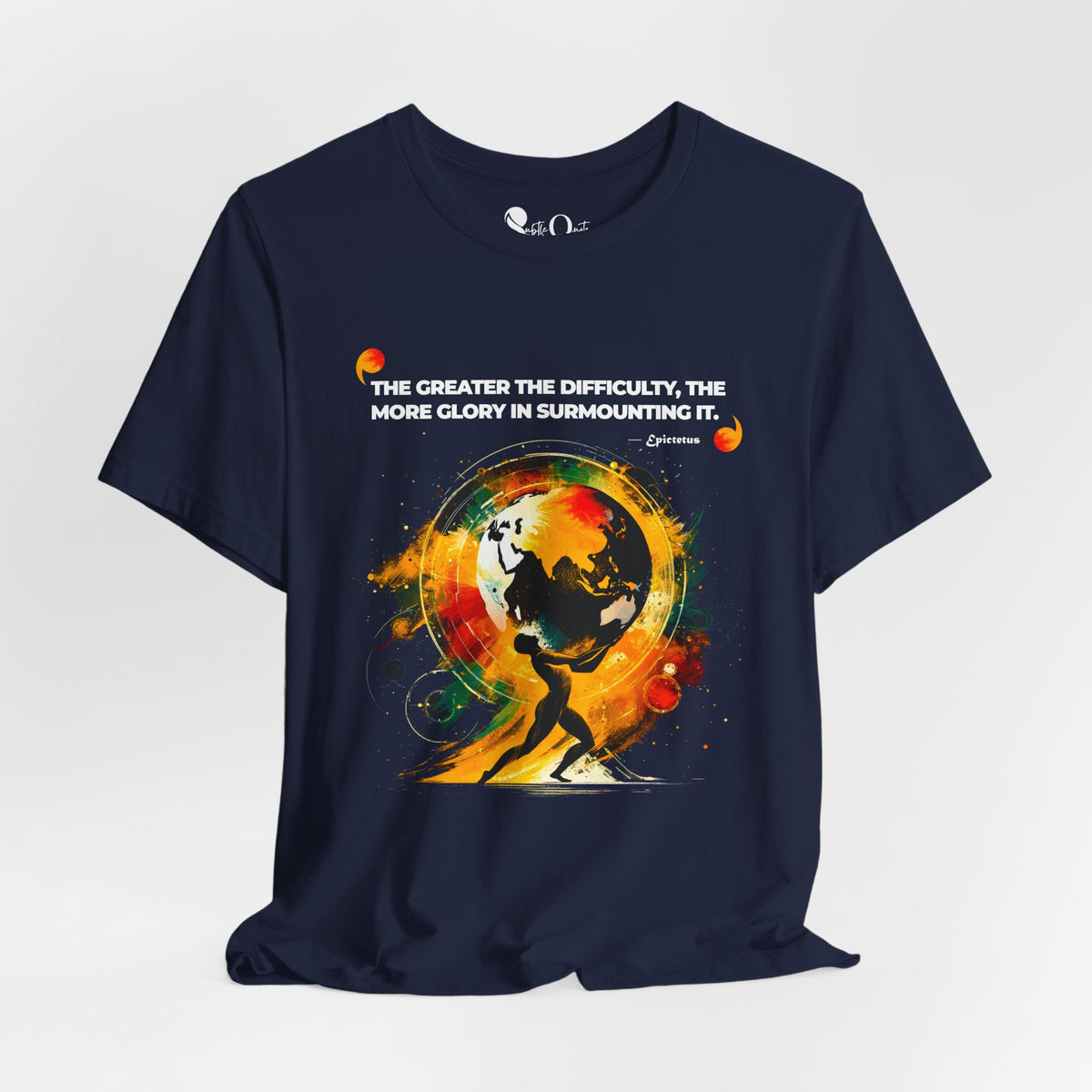 World on His Shoulders | Epictetus Navy T-Shirt