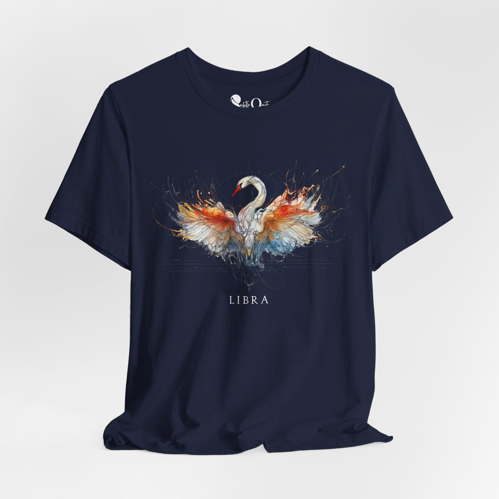 Libra Swan Zodiac T-Shirt Navy T-Shirt