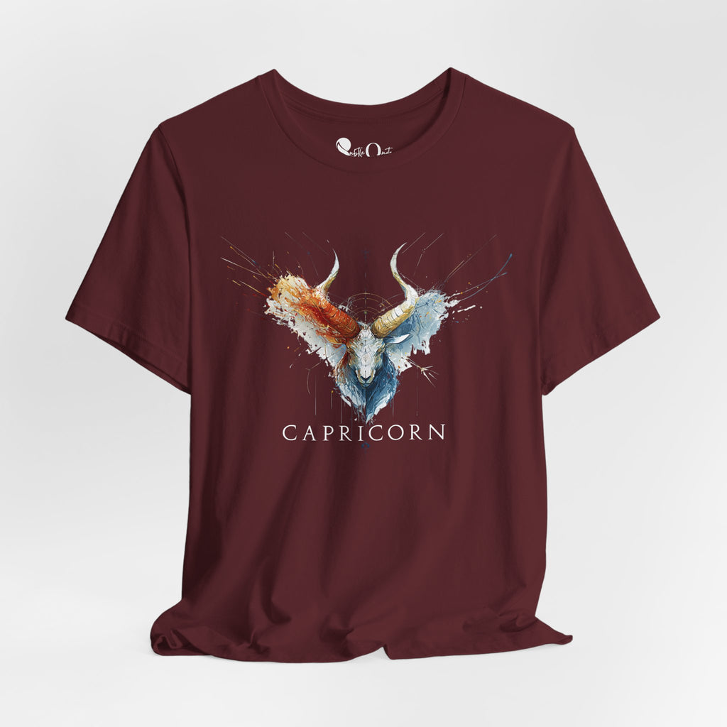 Capricorn Ibex Zodiac T-Shirt Maroon T-Shirt