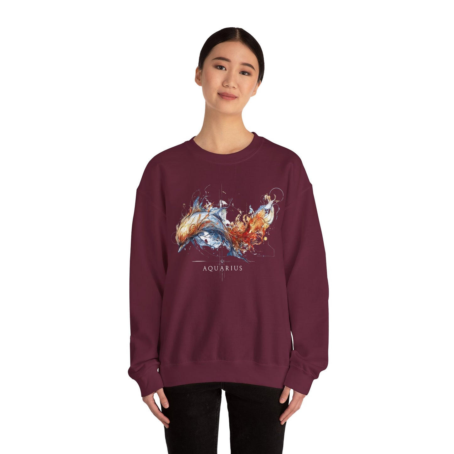 Aquarius Dolphin Heavy Blend™ Crewneck Sweatshirt | Zodiac Line