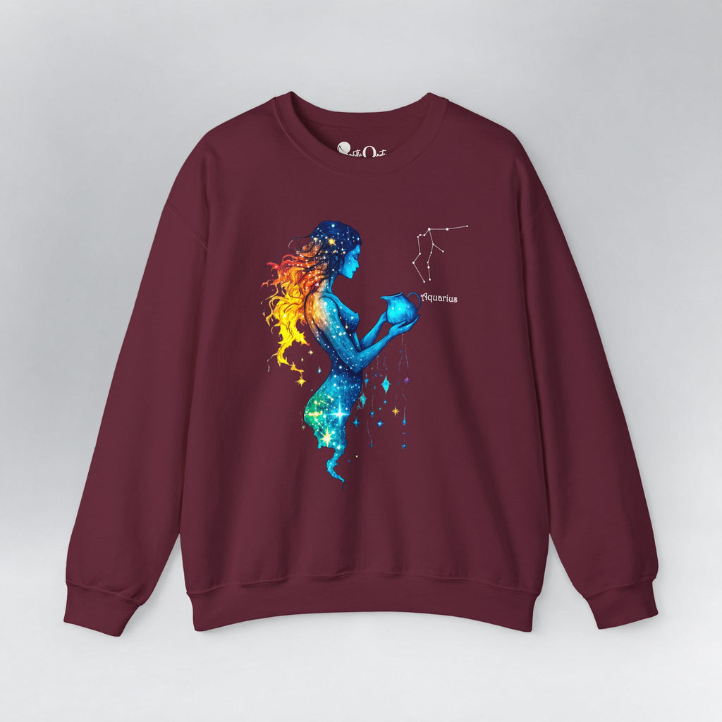 Aquarius Zodiac Sweatshirt Maroon Sweatshirt