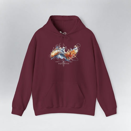 Aquarius Dolphin Zodiac Hoodie Maroon Hoodie