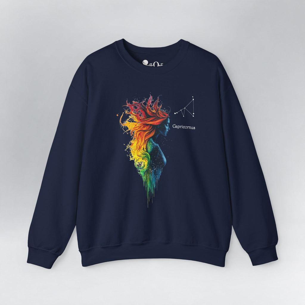 Capricorn Goddess Hestia Zodiac Sweatshirt Navy Sweatshirt