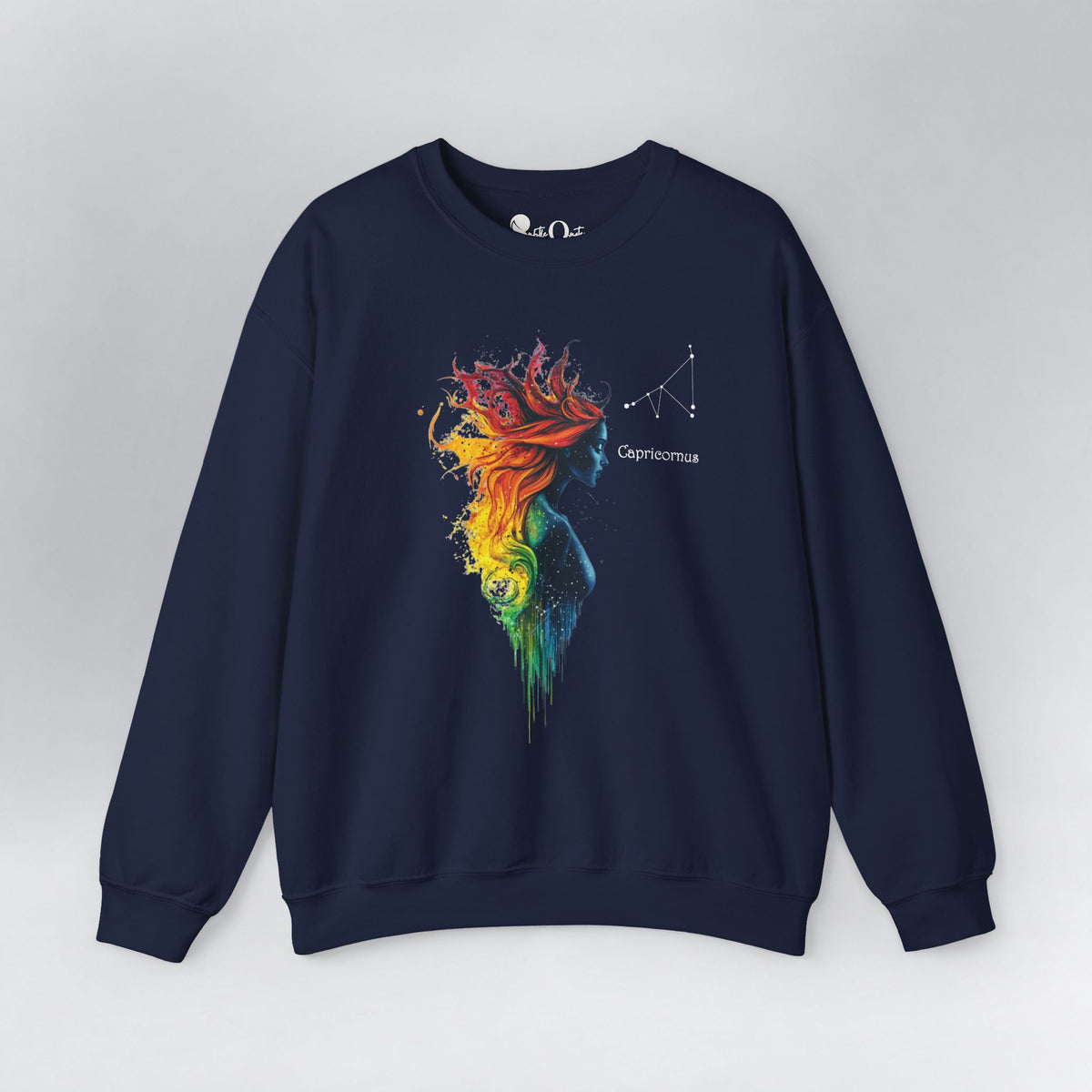 Capricorn Goddess Hestia Zodiac Sweatshirt Navy Sweatshirt