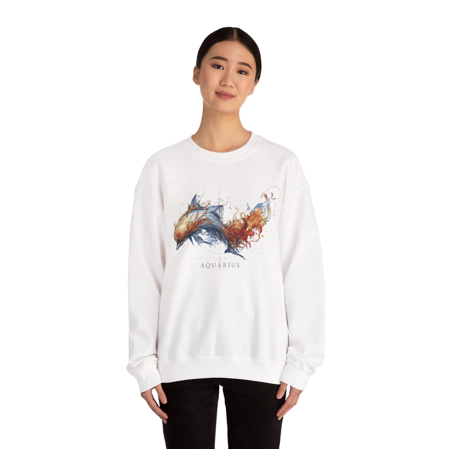 Aquarius Dolphin Heavy Blend™ Crewneck Sweatshirt | Zodiac Line