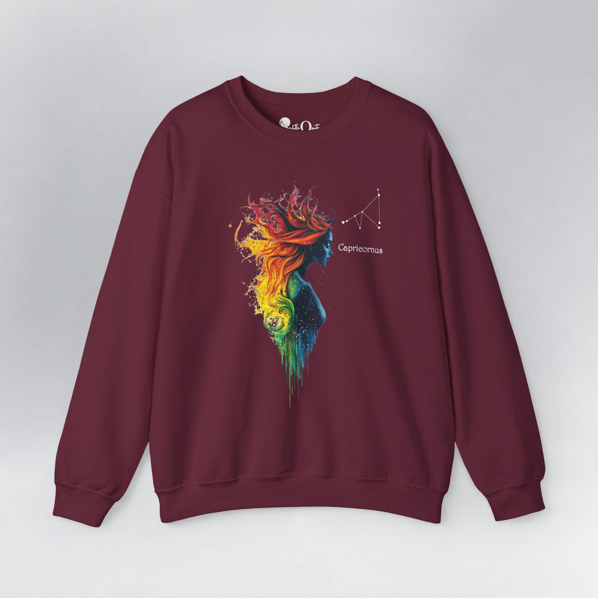 Capricorn Goddess Hestia Zodiac Sweatshirt Maroon Sweatshirt