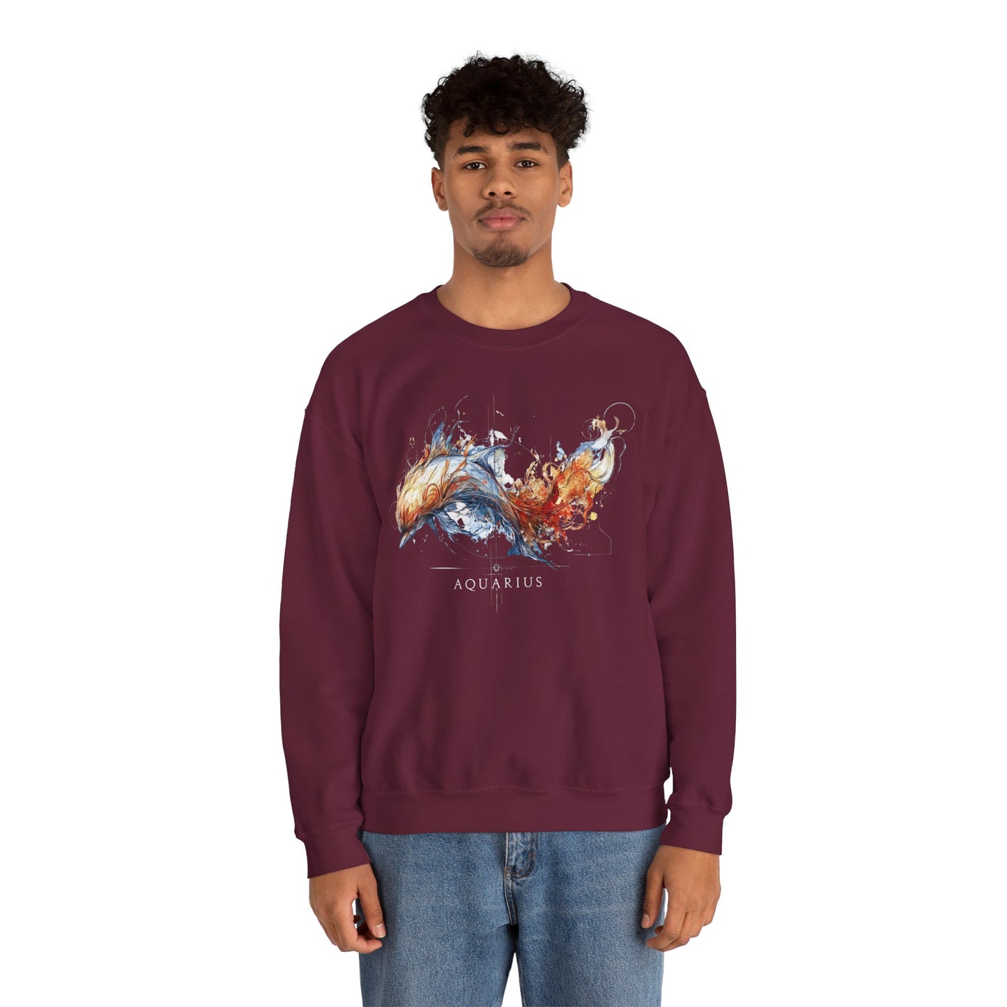 Aquarius Dolphin Heavy Blend™ Crewneck Sweatshirt | Zodiac Line