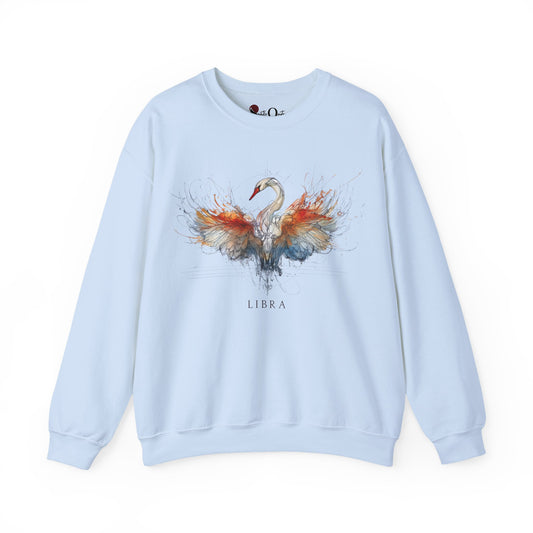 Libra Swan Heavy Blend™ Crewneck Sweatshirt | Zodiac Line Light Blue Sweatshirt