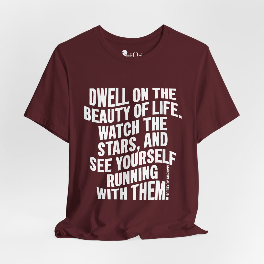 Dwell on Beauty | Marcus Aurelius Maroon T-Shirt