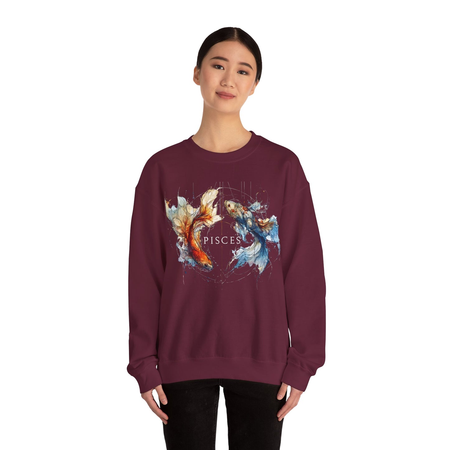 Pisces Koi Fish Heavy Blend™ Crewneck Sweatshirt | Zodiac Line
