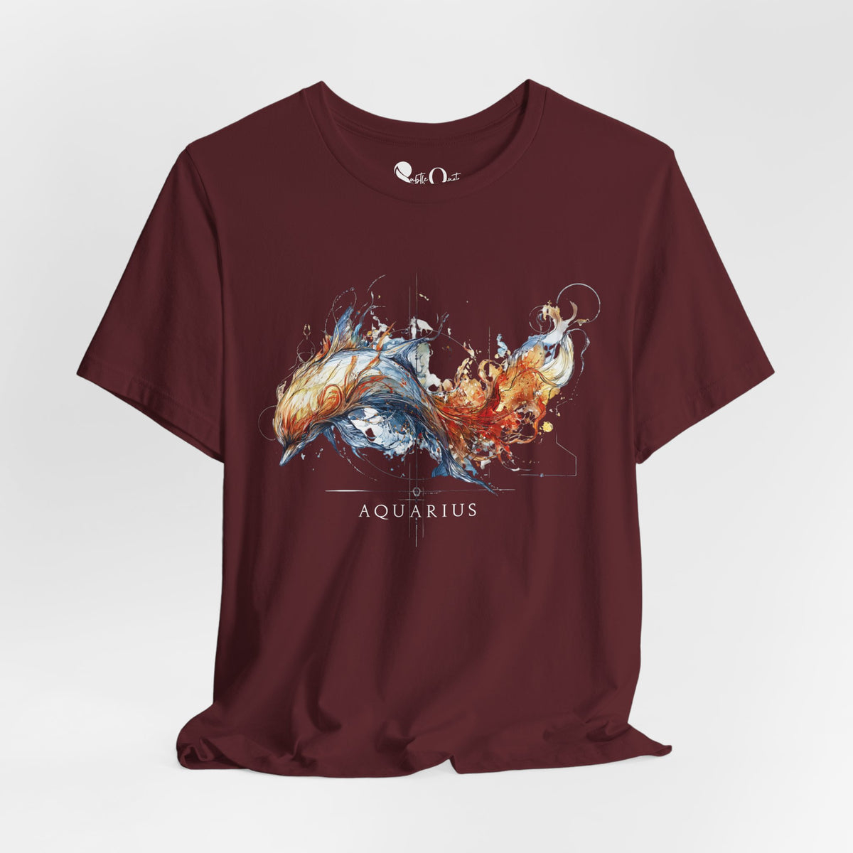 Aquarius Dolphin Zodiac T-Shirt Maroon T-Shirt