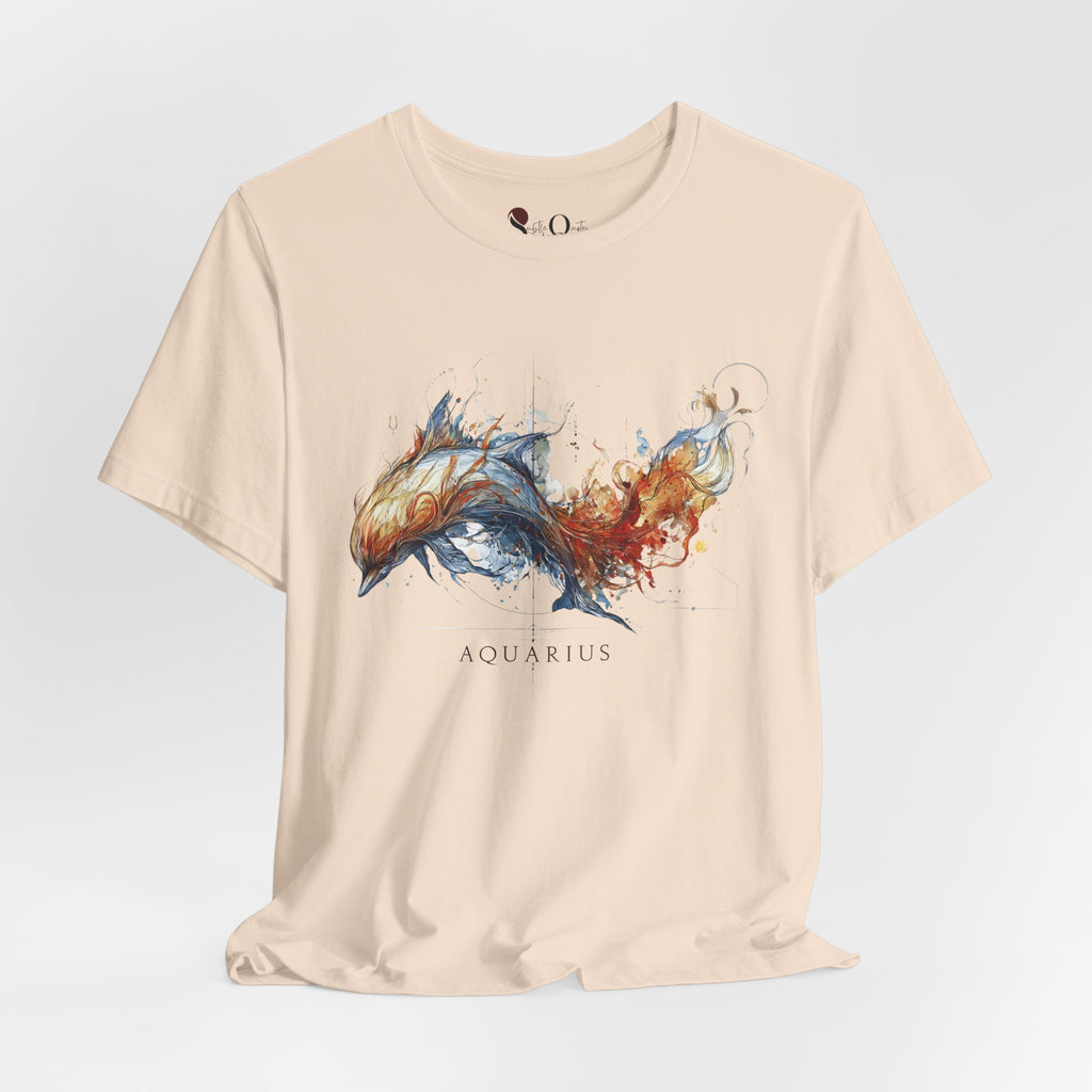 Aquarius Dolphin Zodiac T-Shirt Soft Cream T-Shirt
