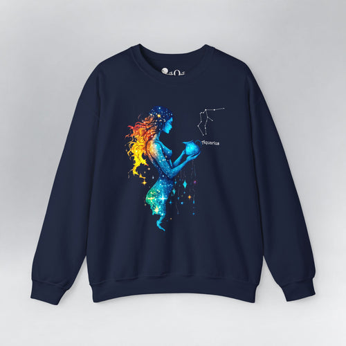 Aquarius Zodiac Sweatshirt Navy Sweatshirt