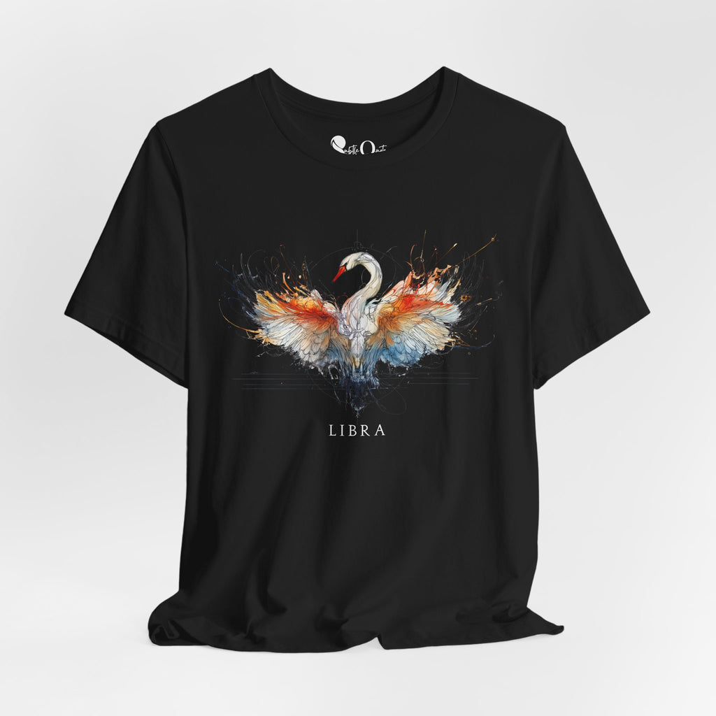 Libra Swan Zodiac T-Shirt Black T-Shirt