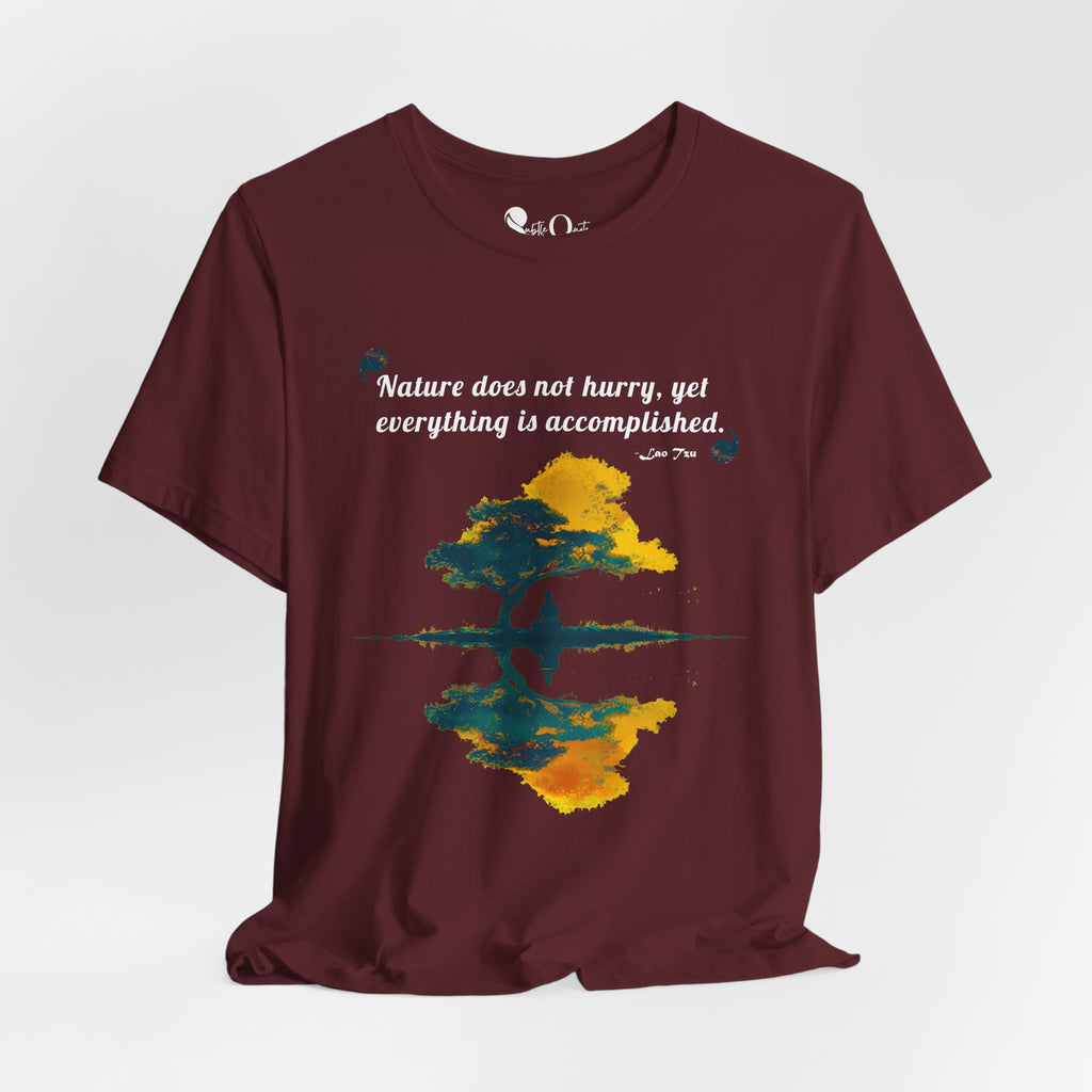Accomplished Stillness | Lao Tzu Maroon T-Shirt
