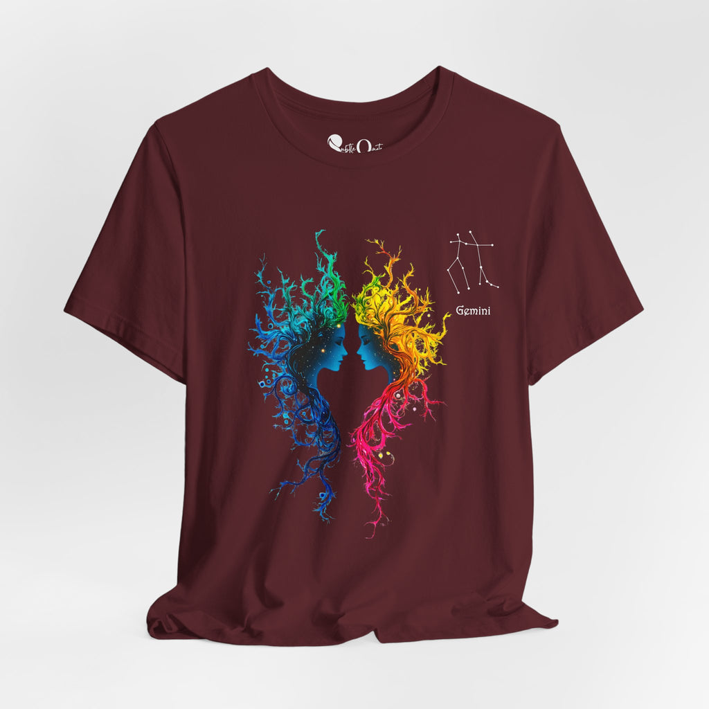 Gemini Zodiac T-Shirt Maroon T-Shirt