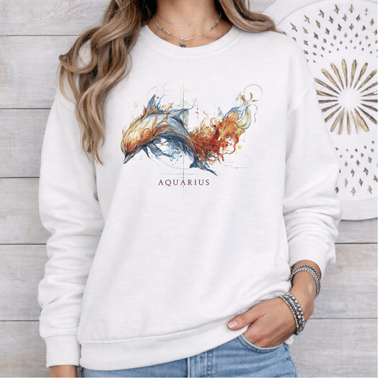 Aquarius Dolphin Heavy Blend™ Crewneck Sweatshirt | Zodiac Line