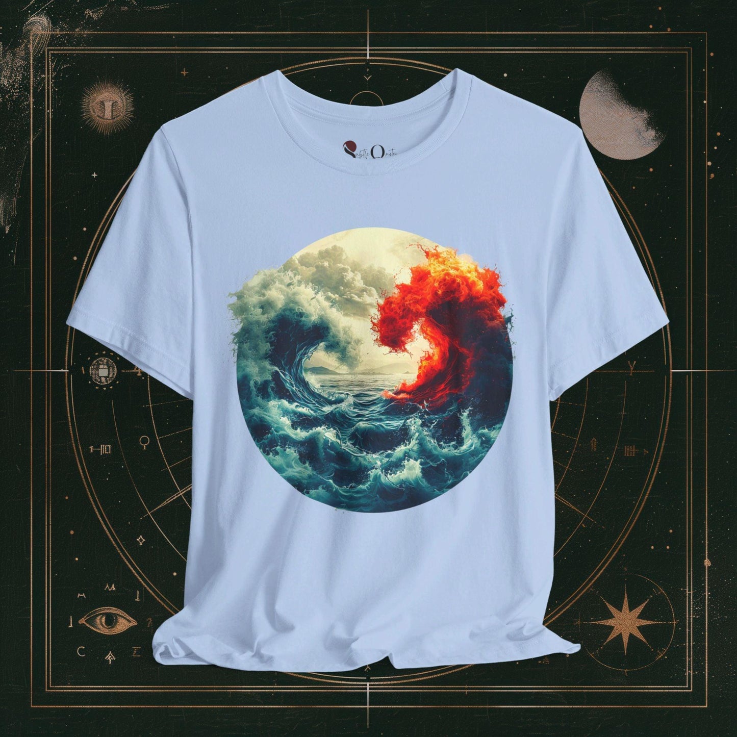 T-Shirt Baby Blue / S Unisex -  Elemental Harmony: Water and Fire