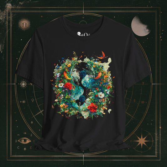 T-Shirt Black / S Unisex -  Nature's Embrace: Yin Yang Dark