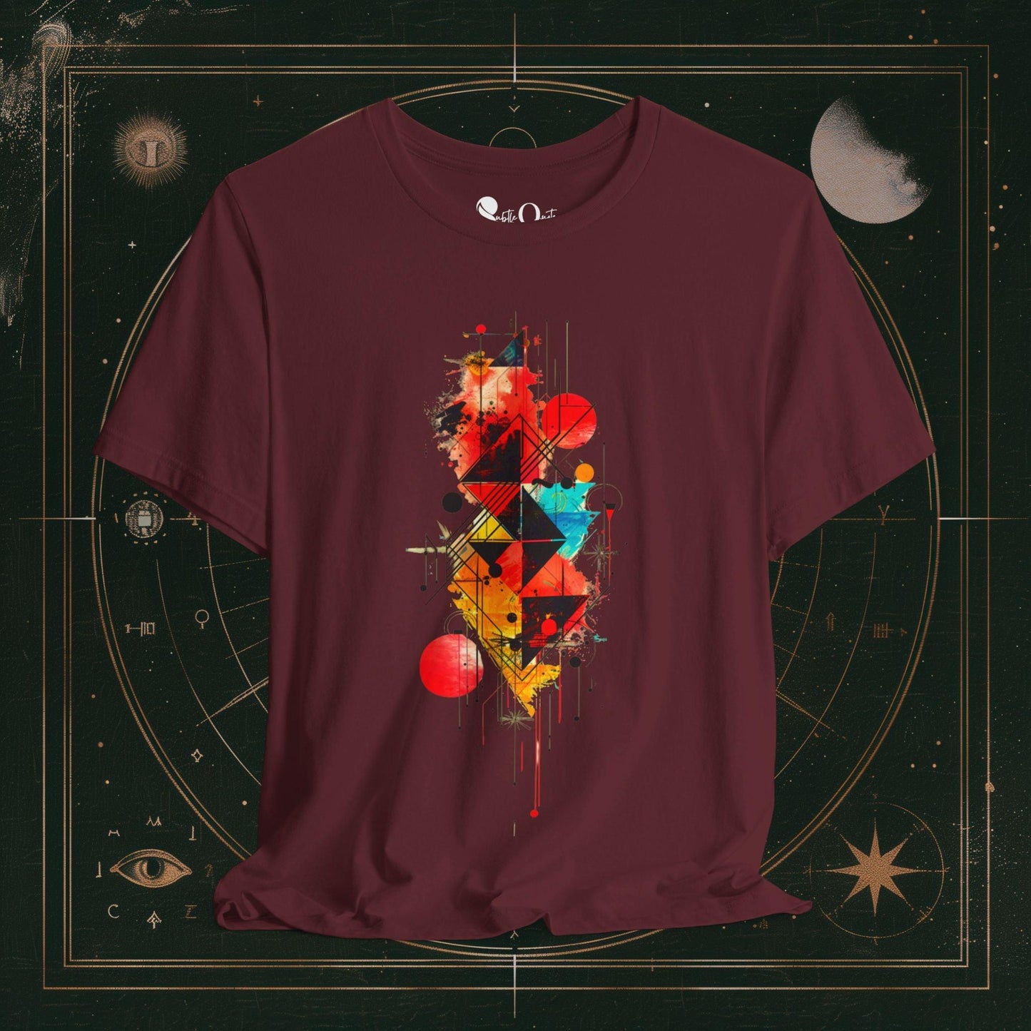 T-Shirt Maroon / S Unisex -  Geometric Symphony Dark