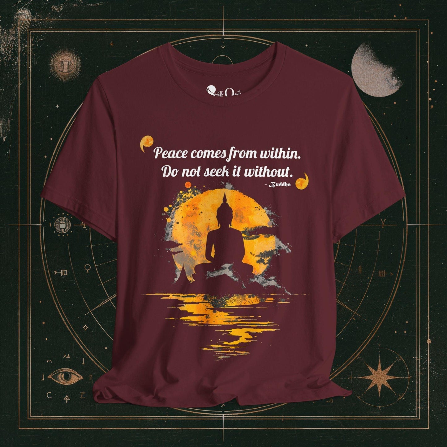 T-Shirt Maroon / S Unisex -  Peace Within Buddha Dark