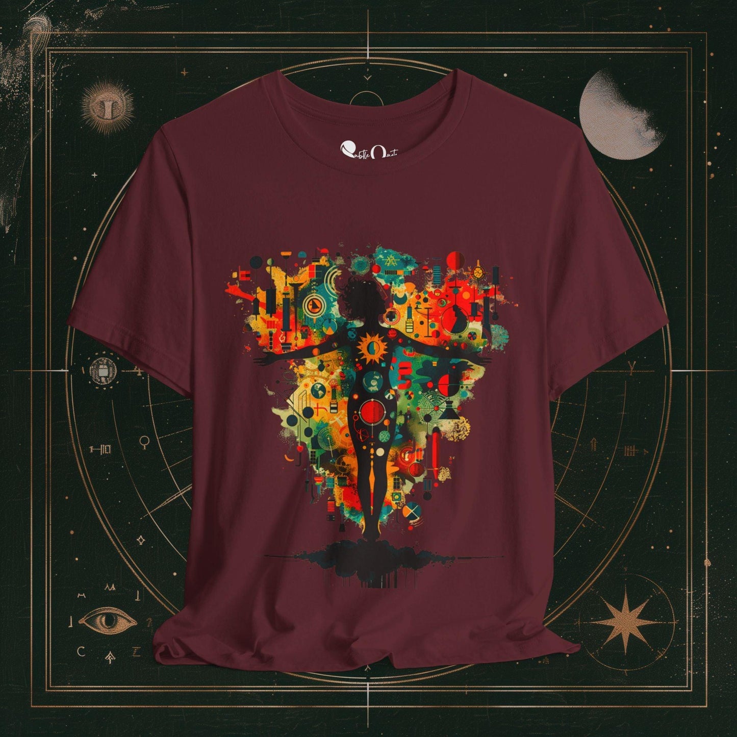 T-Shirt Maroon / S Unisex -  The Human Canvas Dark