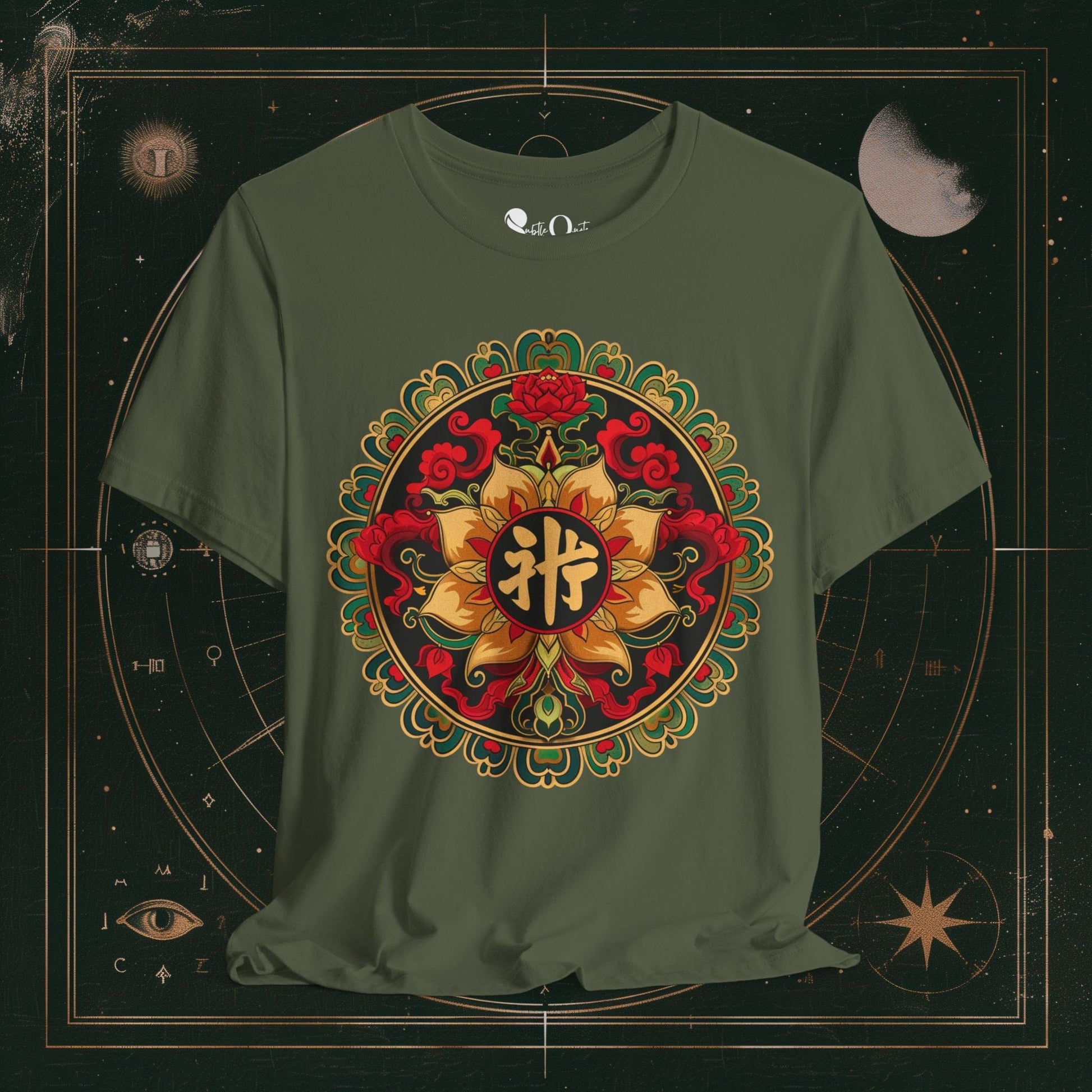 T-Shirt Military Green / S Mandala of Tranquillity Dark