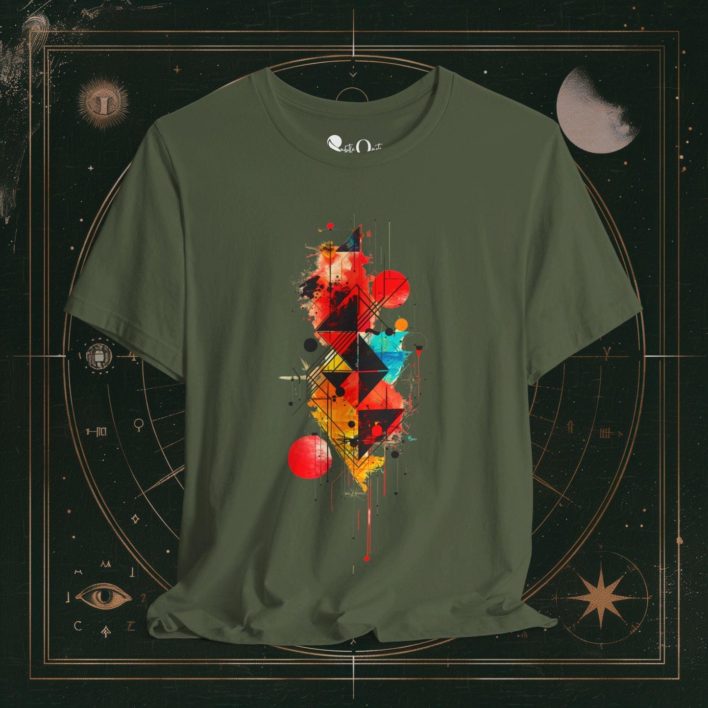 T-Shirt Military Green / S Unisex -  Geometric Symphony Dark