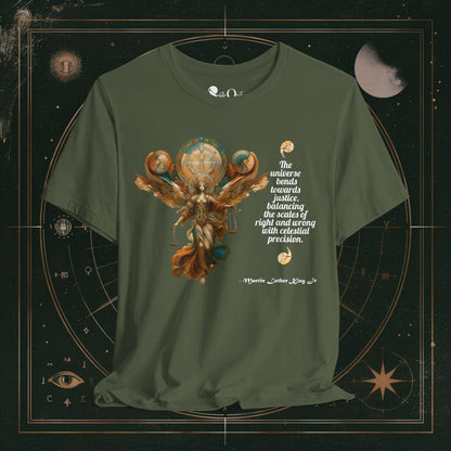 T-Shirt Military Green / S Unisex -  Universe Bends Towards Justice MLK Dark