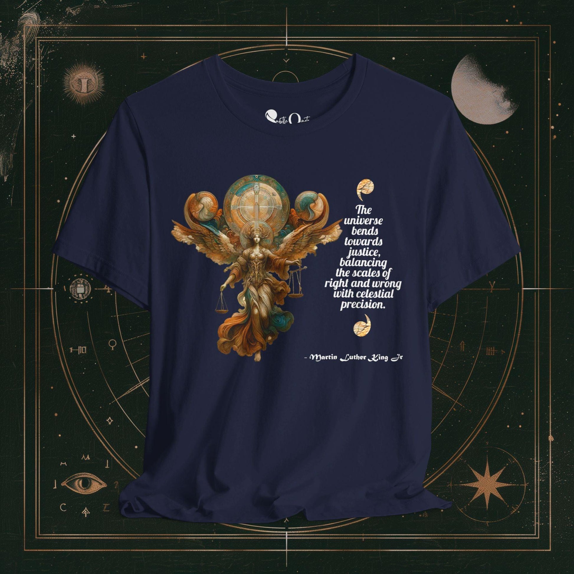 T-Shirt Navy / S Unisex -  Universe Bends Towards Justice MLK Dark