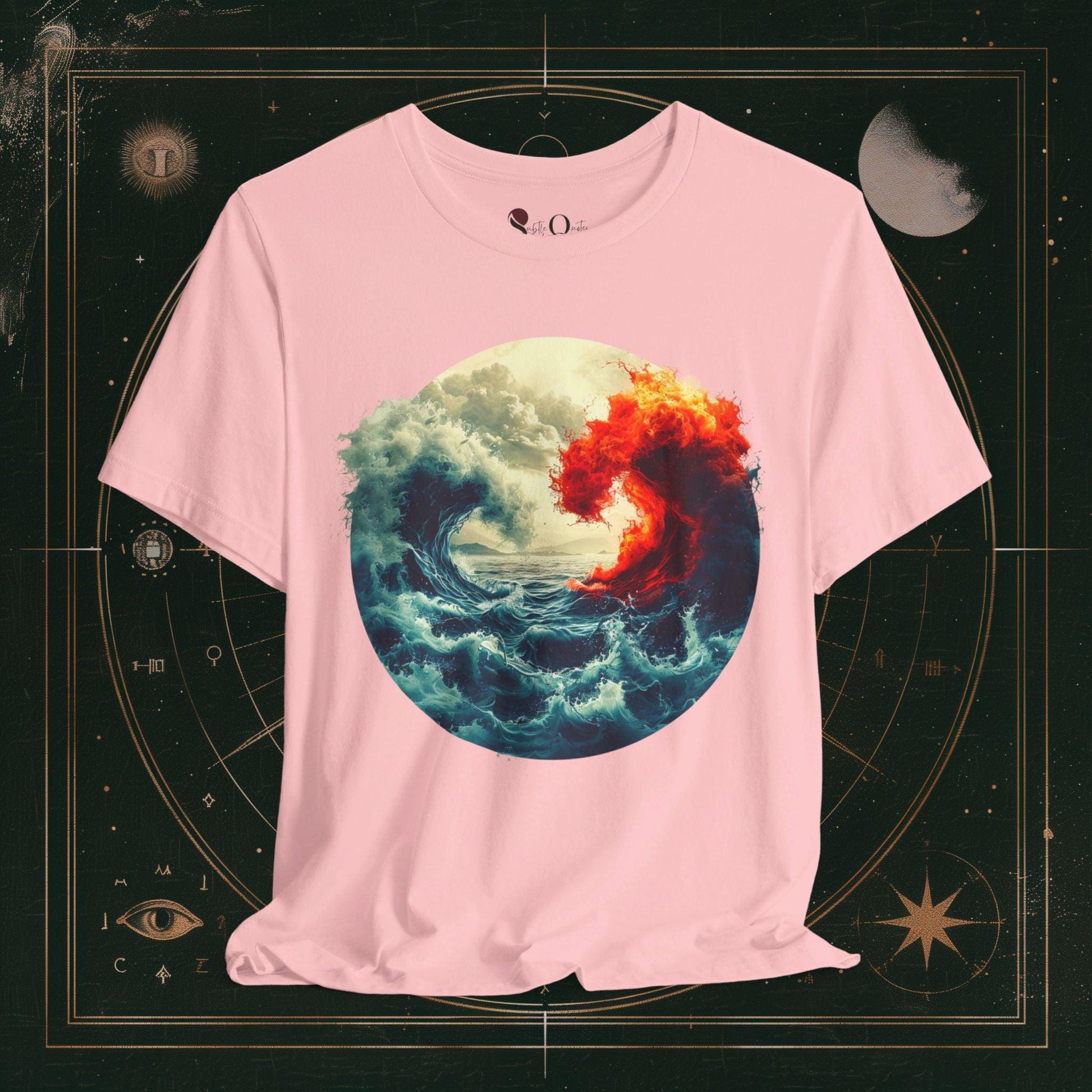 T-Shirt Pink / S Unisex -  Elemental Harmony: Water and Fire